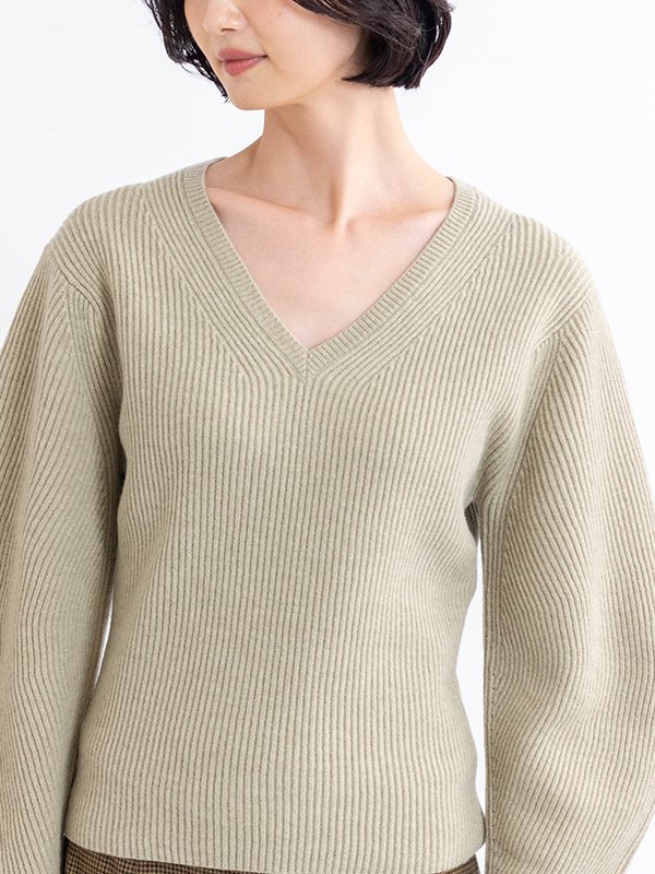 Balloon v/n rib sweater-バルーンリブセーター-INSCRIRE