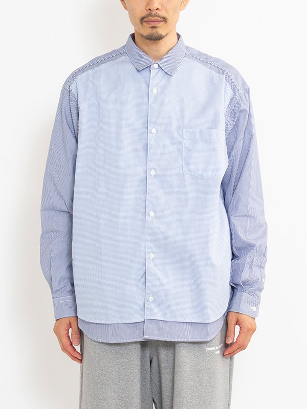 Cotton stripe x cotton check shirt-コットンストライプチェックシャツ-COMME des GARCONS HOMME( コムデギャルソンオム)通販| st company