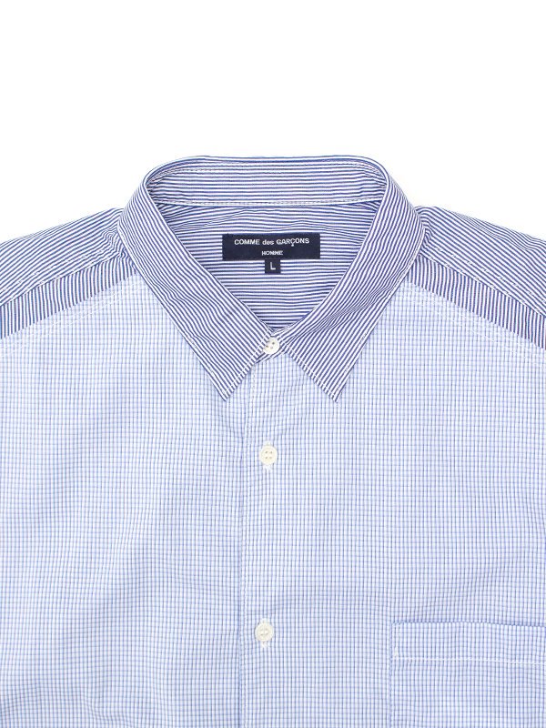 Cotton stripe x cotton check shirt-コットンストライプチェックシャツ-COMME des GARCONS HOMME( コムデギャルソンオム)通販| st company