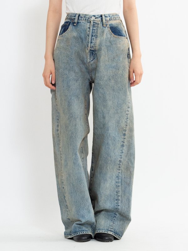 TWIST SEAM BAGGY VINTAGE DENIM JEANS-ツイストシームバギー