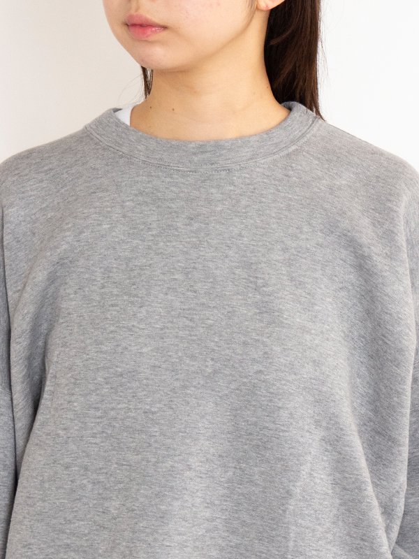 COTTON DOUBLE KNIT TUCKED CREW NECK LS-コットンダブルニット
