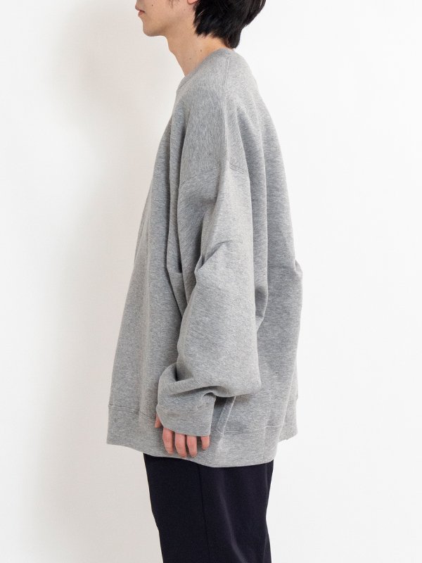 COTTON DOUBLE KNIT TUCKED CREW NECK LS-コットンダブルニット