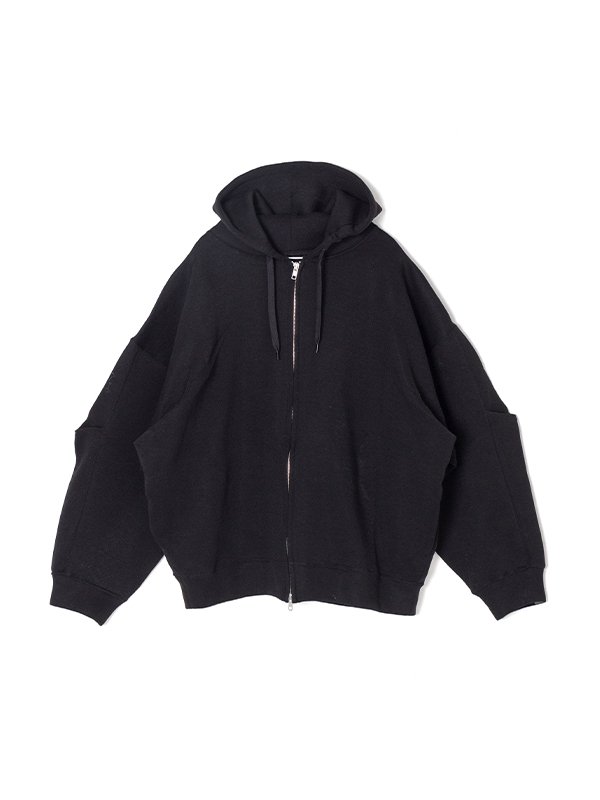 COTTON DOUBLE KNIT TUCKED ZIP HOODY-コットンダブルニット COTTON DOUBLE KNIT TUCKED ZIP HOODY-コットンダブルニット