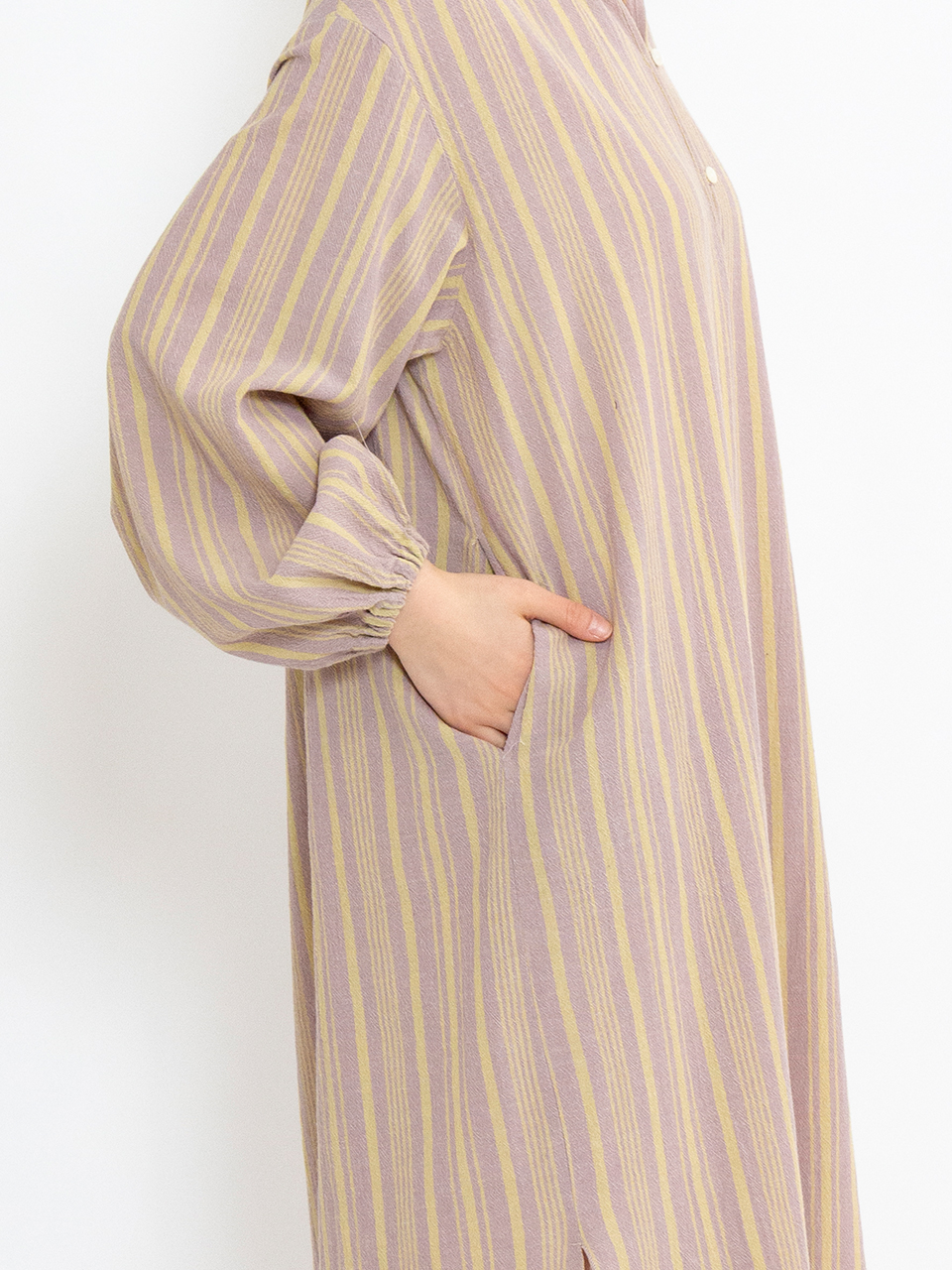 Cotton stripe long sleeve dress-コットンストライプロング