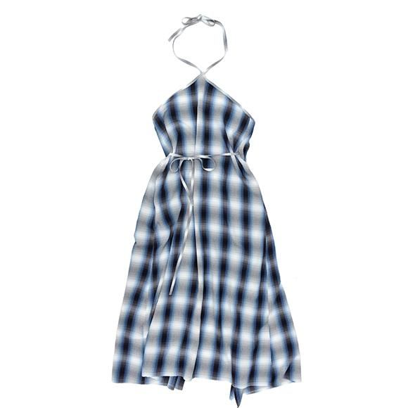 PHEENY/RAYON OMBRE CHECK APRON DRESS(BLUE)