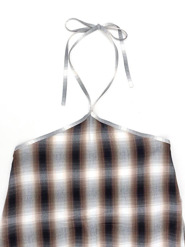 Rayon ombre check apron dress-レーヨンオンブルチェック