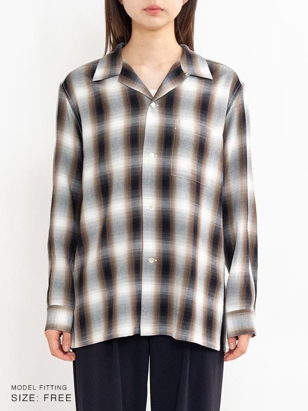 Rayon ombre check long sleeve shirts-レーヨンアンブロ