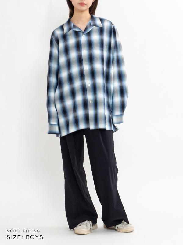 Rayon ombre check long sleeve shirts-レーヨンアンブロ