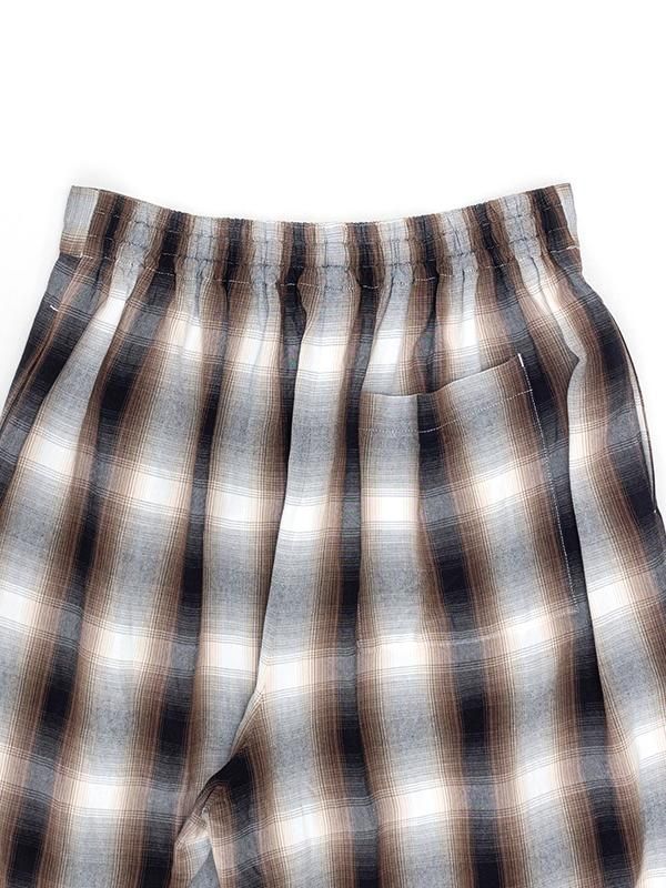 Rayon ombre check gatherd pants-レーヨンオンブルチェック