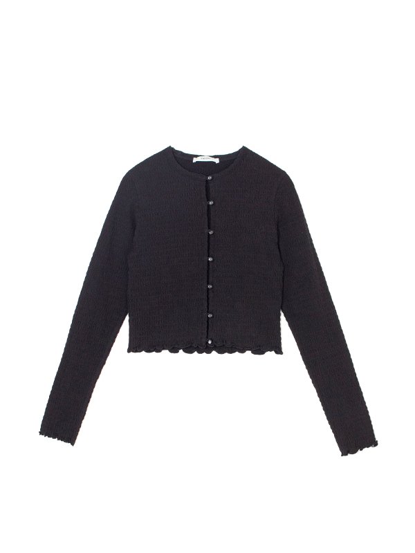 【PHEENY(フィーニー)】 Cotton shirring cardigan PHEENY/COTTON SHIRRING CARDIGAN(GREEN)