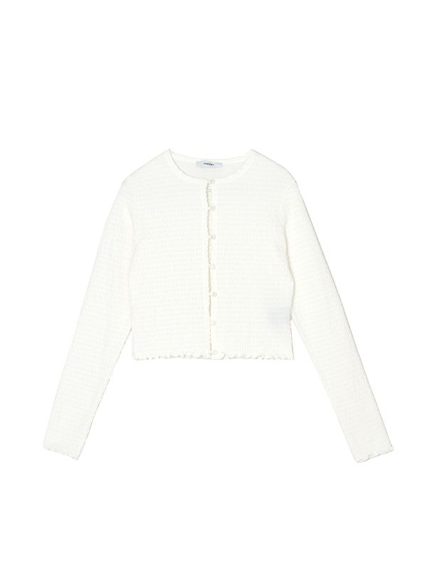 【PHEENY(フィーニー)】 Cotton shirring cardigan PHEENY/COTTON SHIRRING CARDIGAN(BLACK)