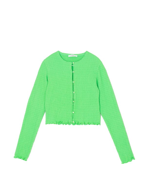 【PHEENY(フィーニー)】 Cotton shirring cardigan PHEENY/COTTON SHIRRING CARDIGAN(BLACK)