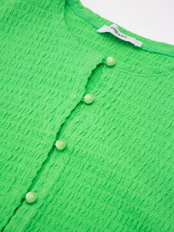 Cotton shirring cardigan -コットンシャーリングカーディガン