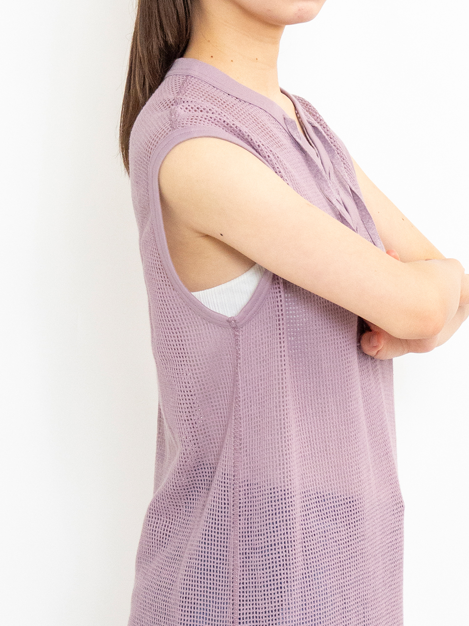 Basket mesh lace up dress-バスケットメッシュレースアップ