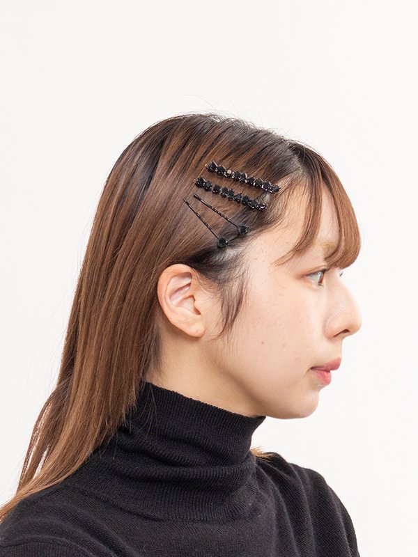 Black Crystal Pins ブラッククリスタルピン-heyep（ヘイップ