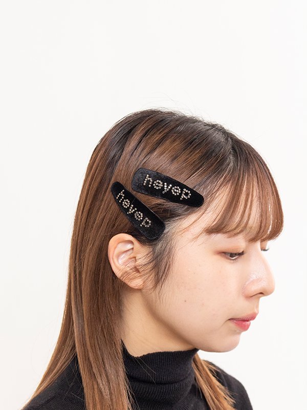 Rhinestone Logo Hair Clips-ラインストーンロゴヘアクリップ