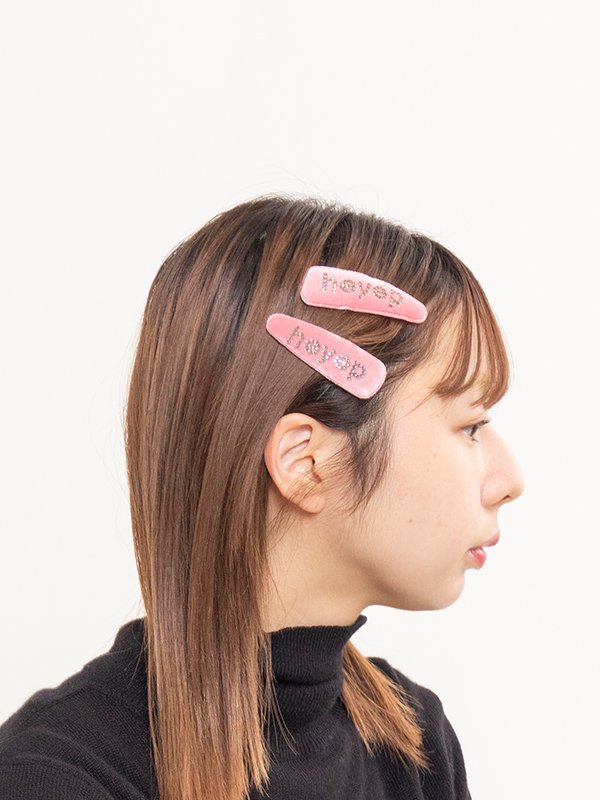 Rhinestone Logo Hair Clips-ラインストーンロゴヘアクリップ