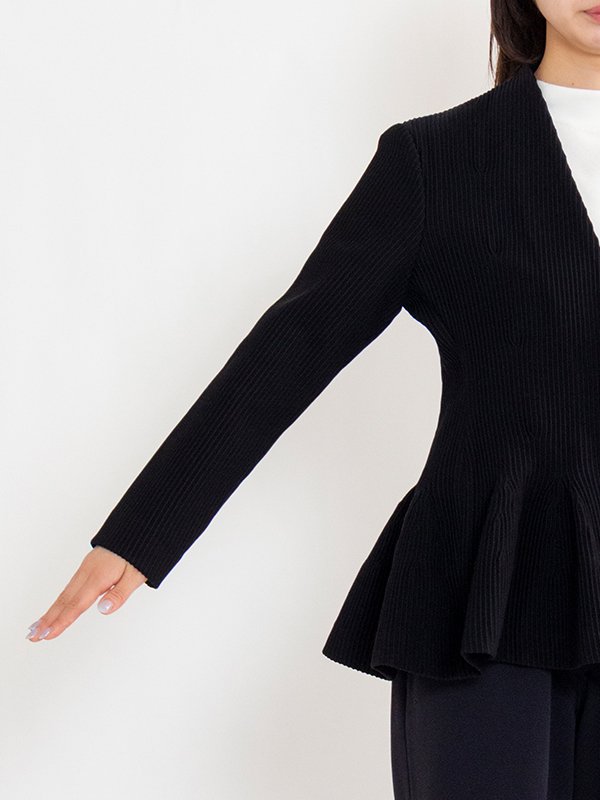 HYPHA COLLARLESS FLARE JACKET-ハイファカラーレスフレア