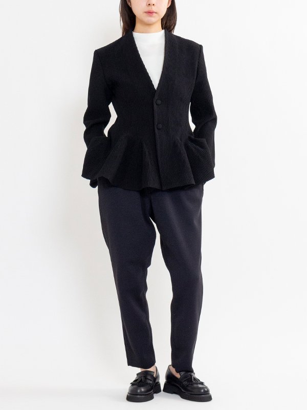 HYPHA COLLARLESS FLARE JACKET-ハイファカラーレスフレア
