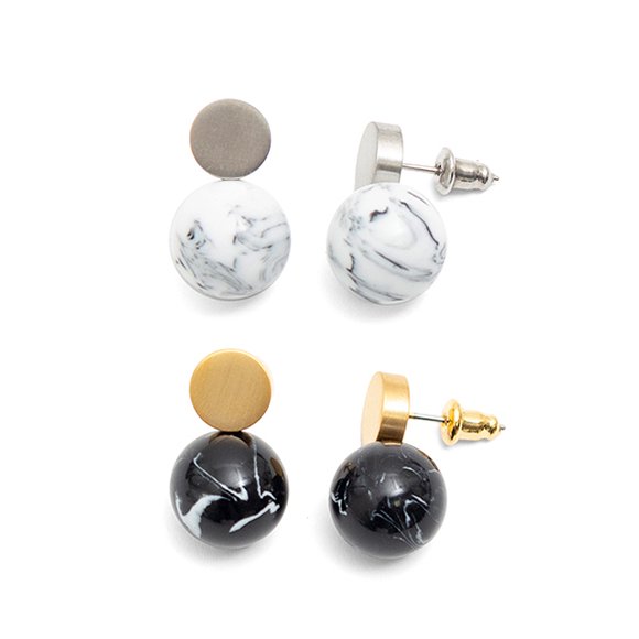 【HYKE】ハイク FLAT ROUND AND BALL ピアス FLAT ROUND AND BALL EARRINGS-フラットアンドボールイヤリング