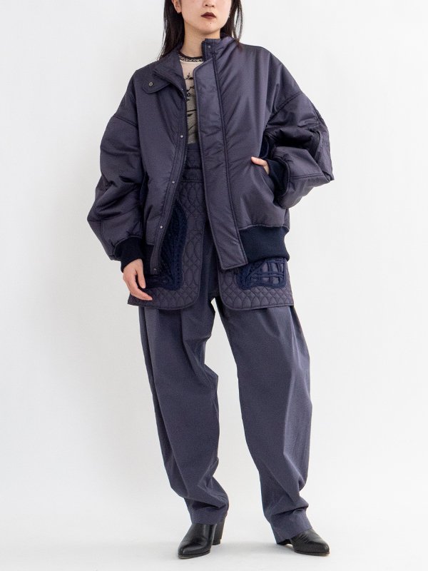 Cording Embroidery Collarless Flight Jacket-コーディングエン Cording Embroidery Collarless Flight Jacket-コーディングエン