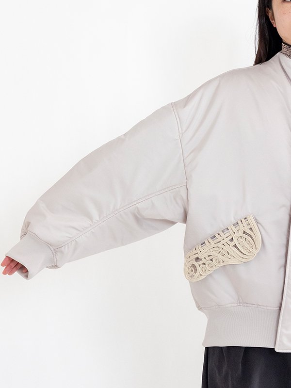 Cording Embroidery Collarless Flight Jacket-コーディングエンブロイ