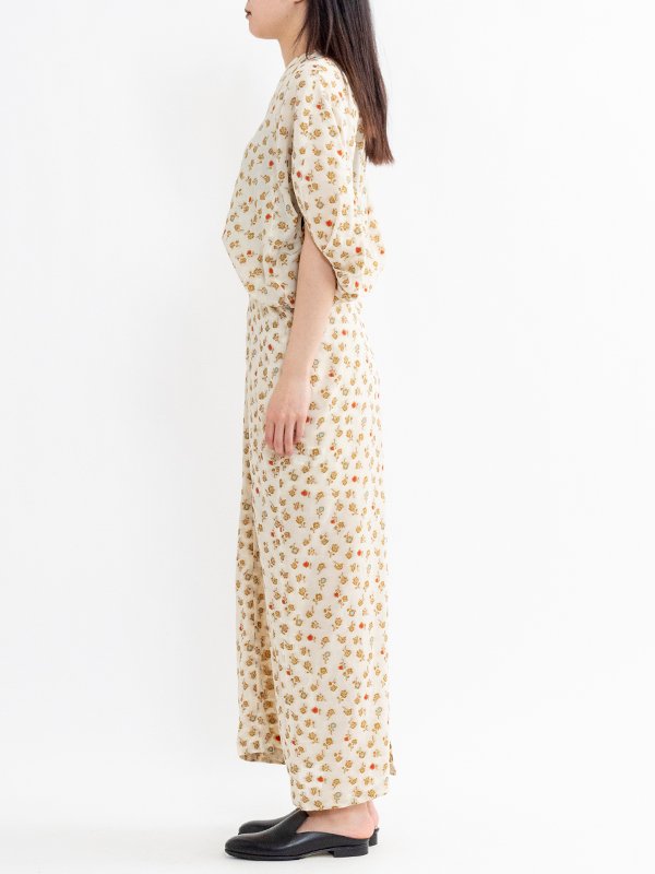 Floral Jacquard Volume Sleeve Dress-フローラルジャカード