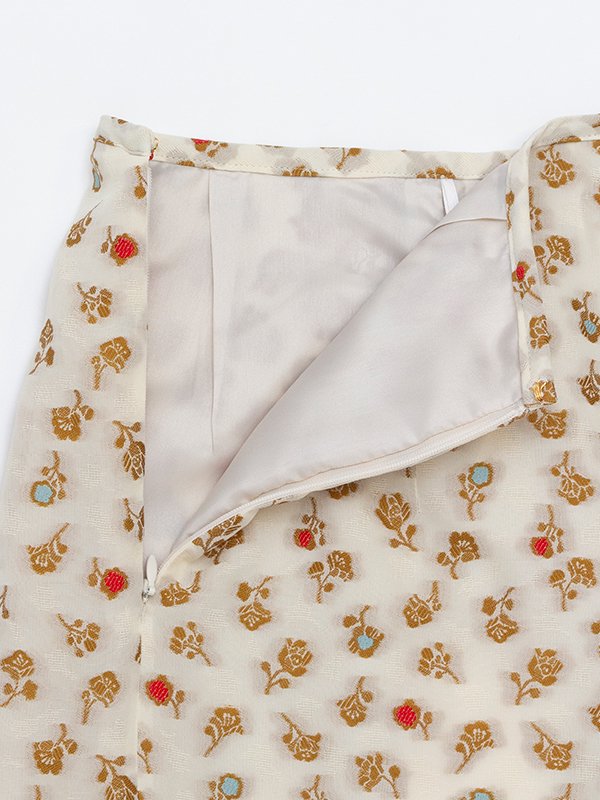 Floral Jacquard A Line Skirt-フローラルジャカードAライン