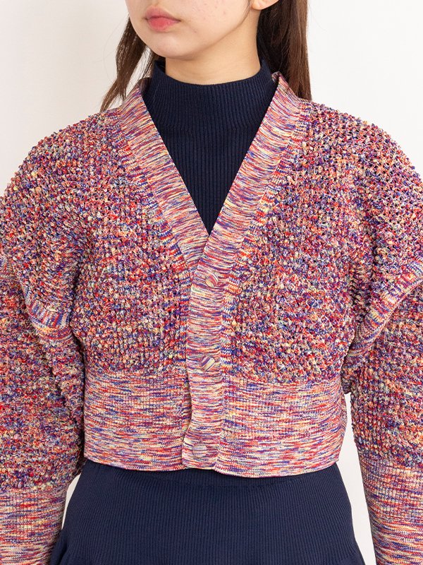 LATTICE KNIKAT CROPPED CARDIGAN-ラティスイカットクロップ