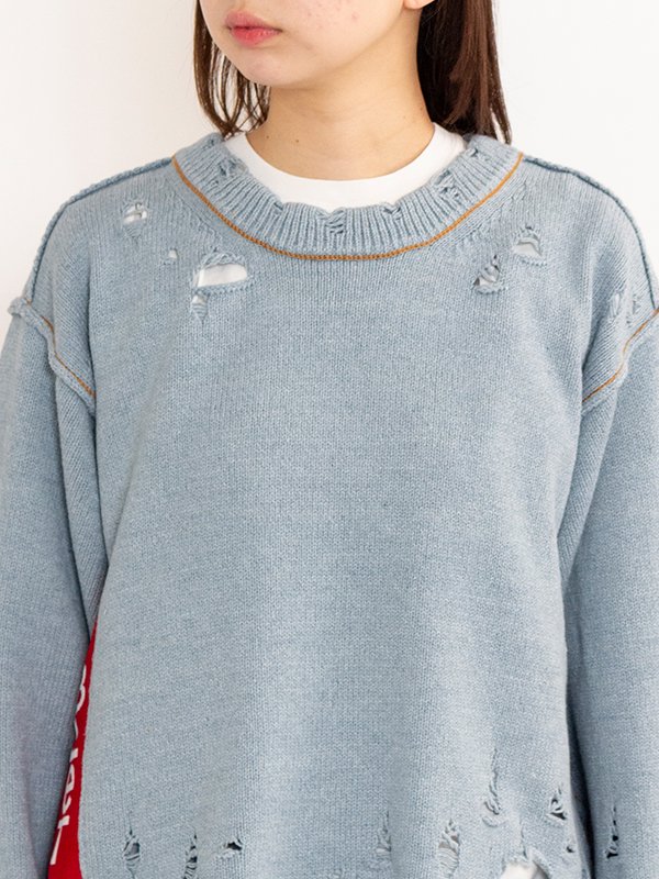 RECYCLE DENIM YARN PULLOVER-リサイクルデニムヤーンプル RECYCLE DENIM YARN PULLOVER-リサイクルデニムヤーンプル