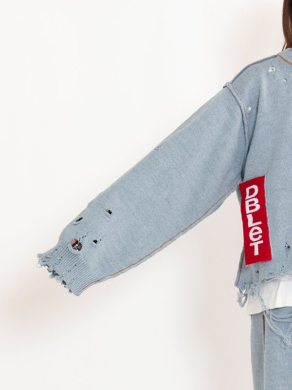 RECYCLE DENIM YARN PULLOVER-リサイクルデニムヤーンプル