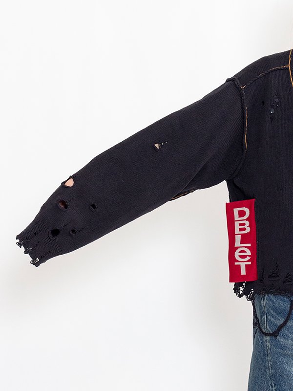 RECYCLE DENIM YARN CARDIGAN-リサイクルデニムヤーン RECYCLE DENIM YARN CARDIGAN-リサイクルデニムヤーン