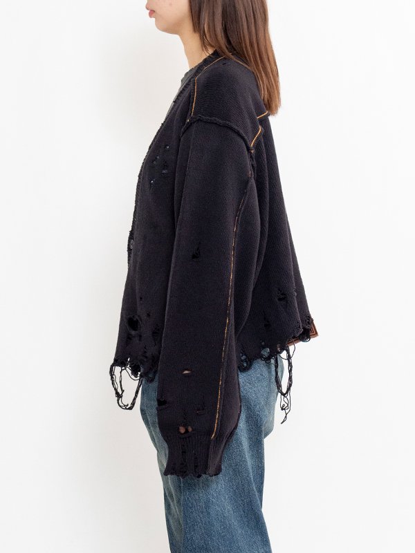 RECYCLE DENIM YARN CARDIGAN-リサイクルデニムヤーン