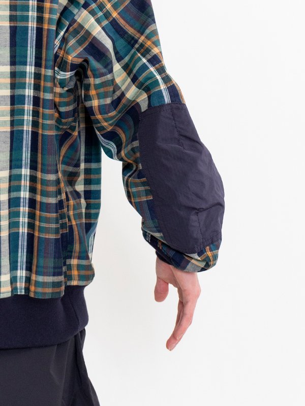 Cotton linen 3 layer check blouson-コットンリネン3レイヤー