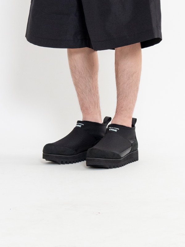 Cordura nylon diamond lip x leather short boots-コーデュラ