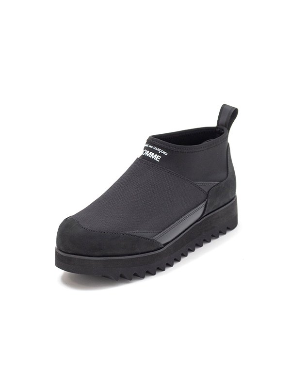 Cordura nylon diamond lip x leather short boots-コーデュラ