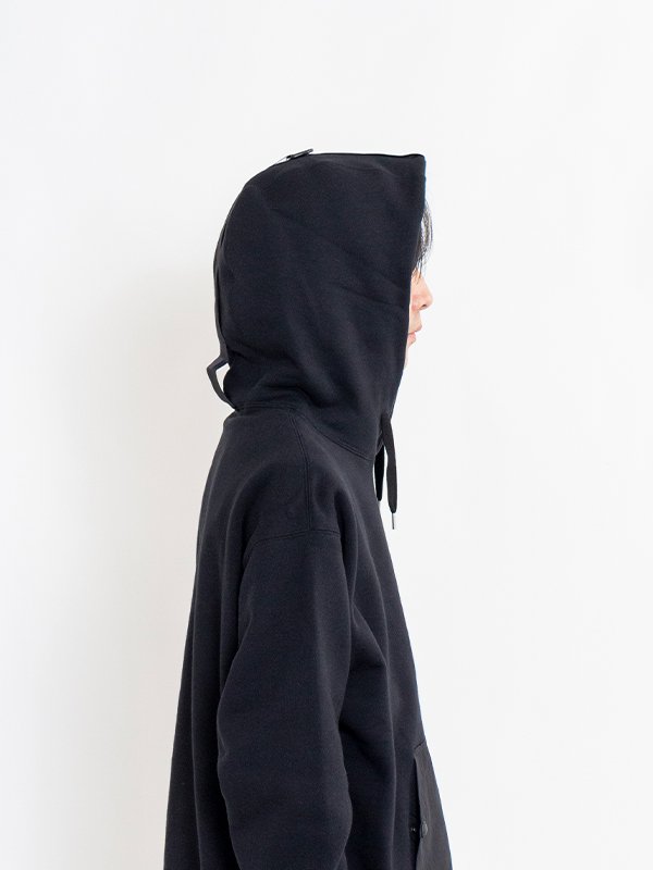 Cotton fleece x nylon tussah hoodie-コットンフリースナイロン