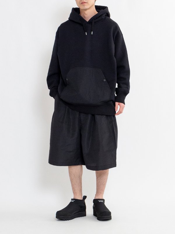 Cotton fleece x nylon tussah hoodie-コットンフリースナイロン