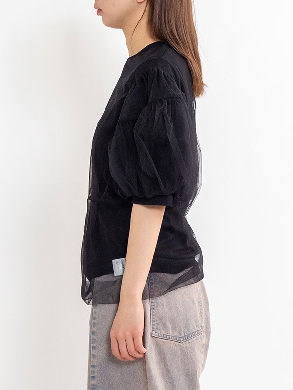 Tulle layered cutsew-チュールレイヤードカットソー-Chika