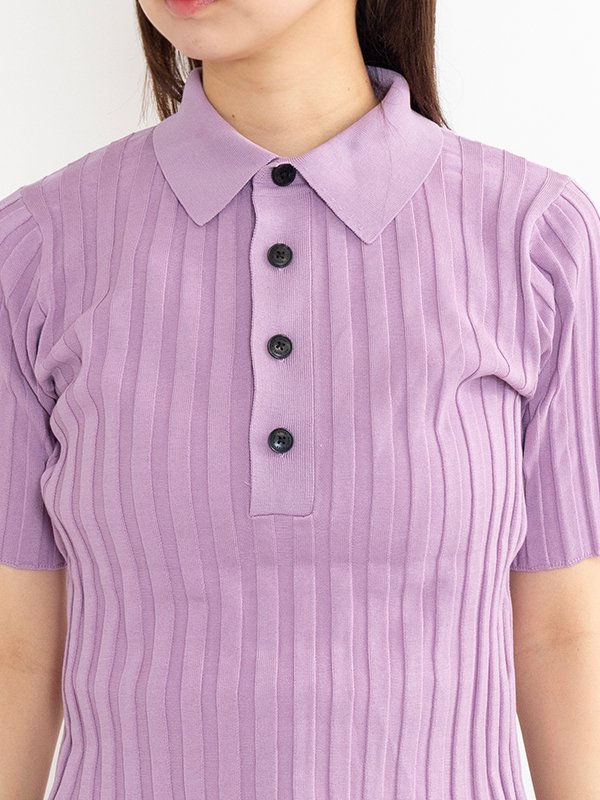 WIDE RIBBED POLO SWEATER ワイドリブポロセーター-HYKE（ハイク