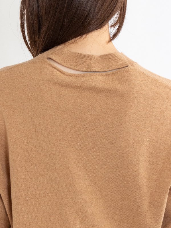 Cotton/cashmere crew neck top-コットンカシミヤクルーネック