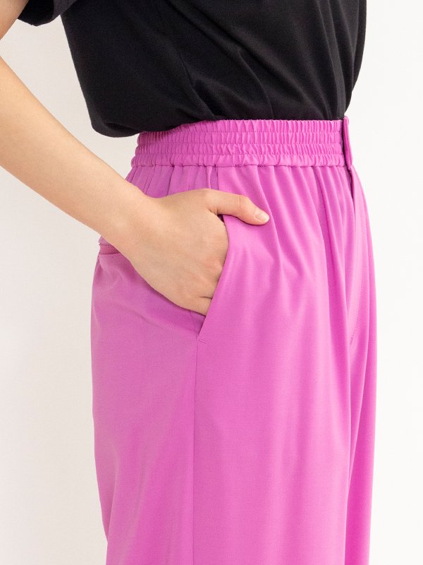 STRETCH WIDE LEG PANTS-ストレッチワイドレッグパンツ-HYKE