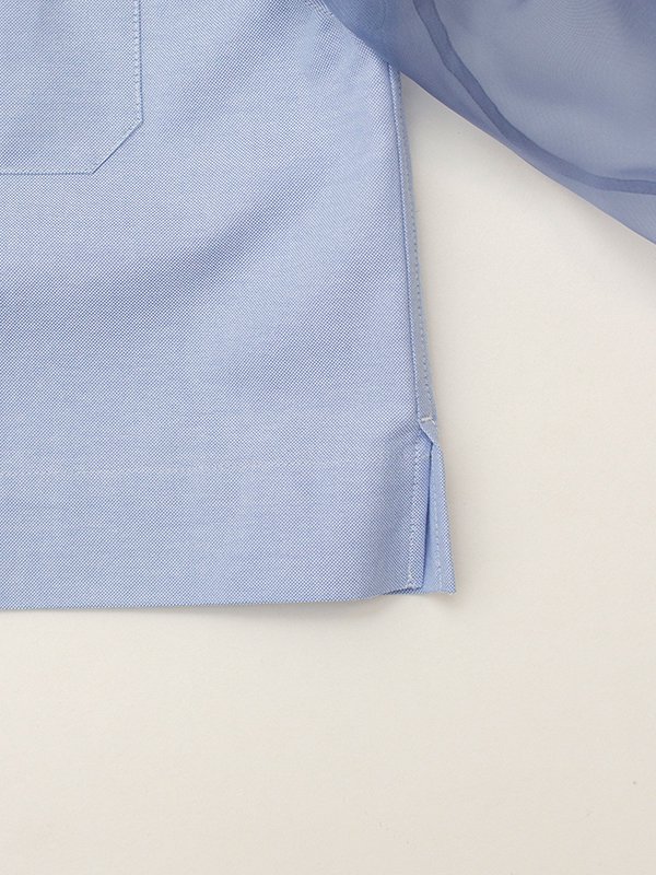 OXFORD B.D. SHIRT WITH SHEER SLEEVE-オックスフォードB.D