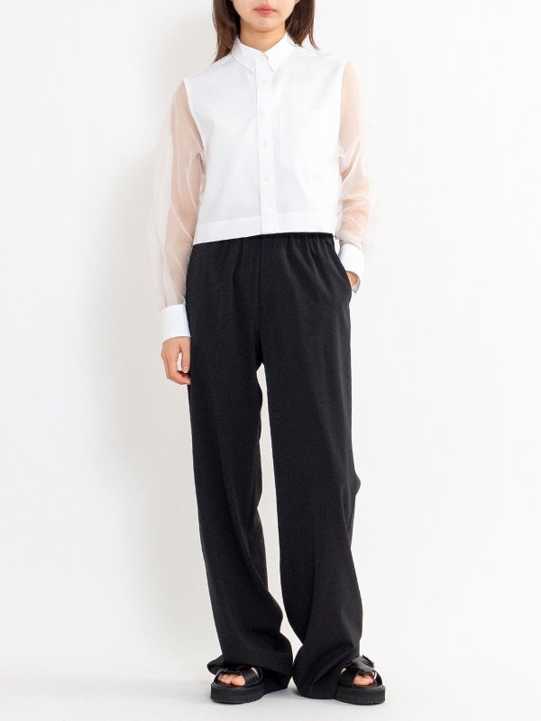 OXFORD B.D. SHIRT WITH SHEER SLEEVE-オックスフォードB.D