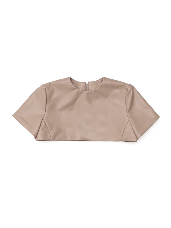 FAUX LEATHER CROPPED TOP-フェイクレザークロップドトップ-HYKE