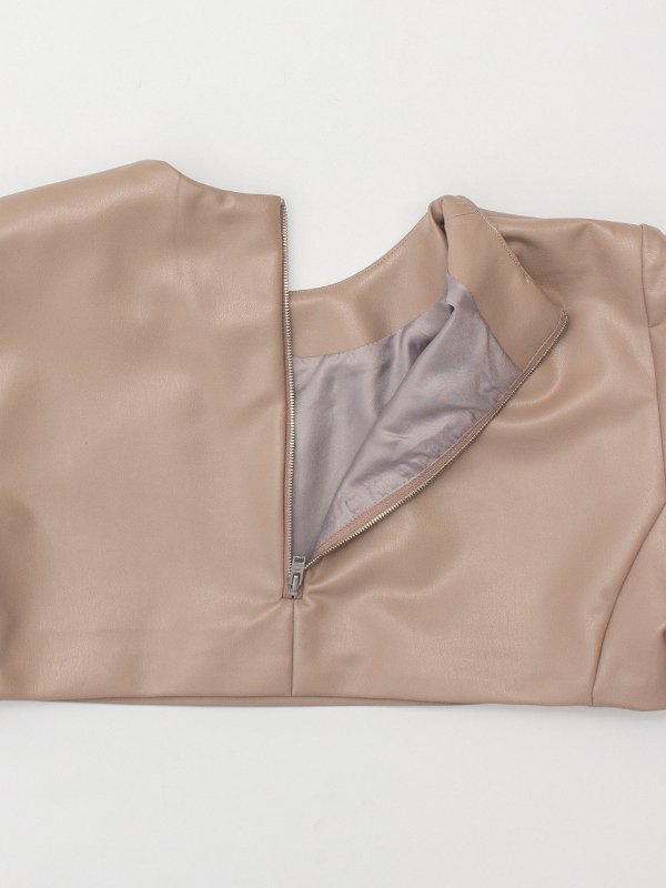 FAUX LEATHER CROPPED TOP-フェイクレザークロップドトップ-HYKE