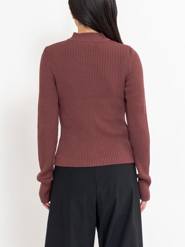 RIBBED MOCK NECK CARDIGAN-リブモックネックカーディガン-AMOMENTO