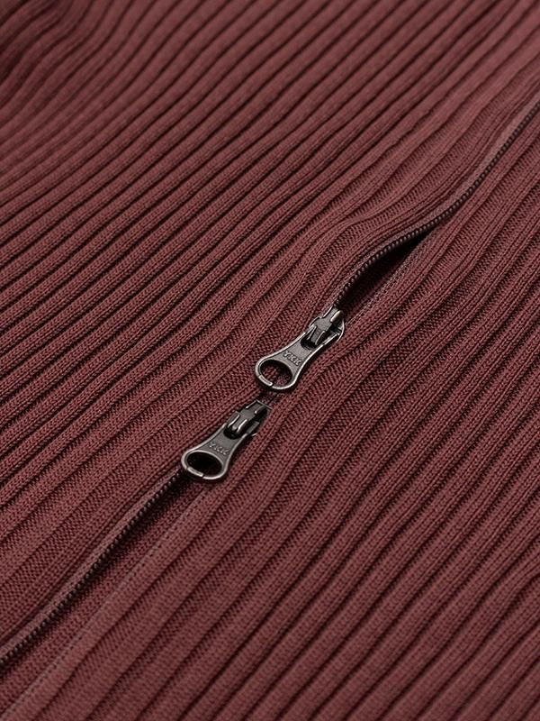 RIBBED MOCK NECK CARDIGAN-リブモックネックカーディガン-AMOMENTO