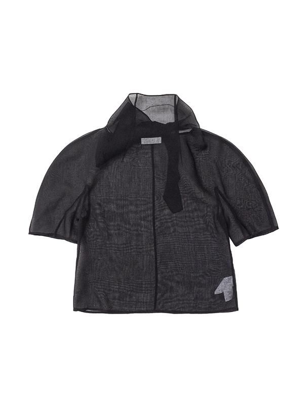 KNOTTED COLLAR TOP-ノッテッドカラートップ-AMOMENTO（ア