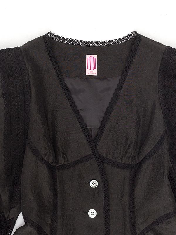 LACE PANELED JACKET-レースパネルジャケット-FETICO LACE PANELED JACKET-レースパネルジャケット-FETICO